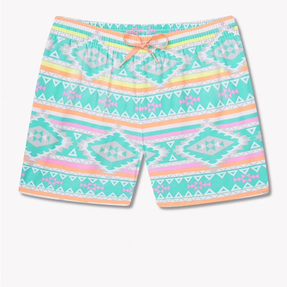 Chubbies Teal Geometric Swim Shorts Medium 5.5” inseam